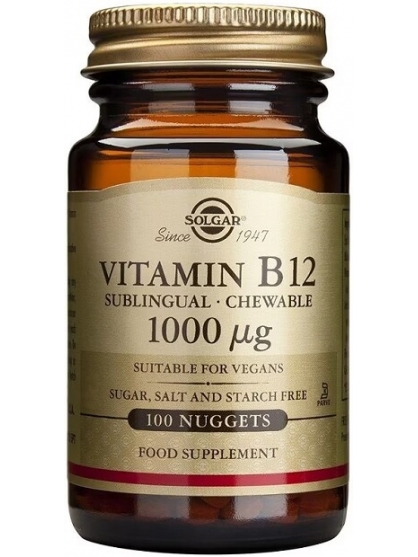 VITAMINA B12 1000 ΜCG (100 COMPRIMIDOS MASTICABLES-SUBLINGUALES) SOLGAR