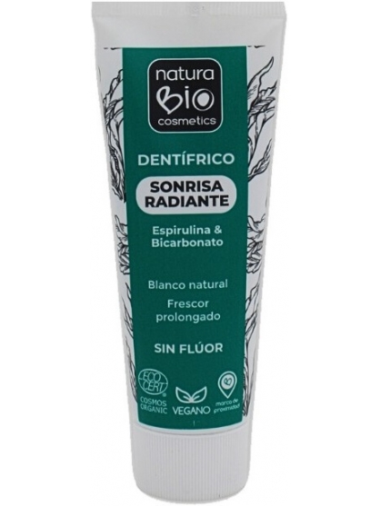 DENTIFRICO SONRISA RADIANTE SIN FLUOR ESPIRULINA NATURABIO COSMETICS