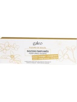 CAJA REGALO 3 JABONES EN PASTILLA PERFUMADOS FLEURS DE SOLEIL DE GALEO