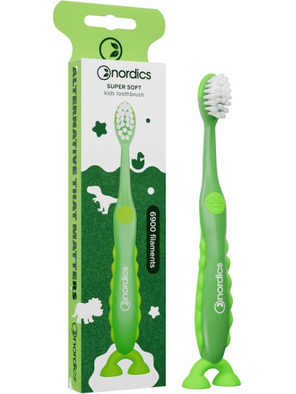 CEPILLO DE DIENTES PARA NIÑOS 6.900 DINOSAURIO VERDE DE NORDICS
